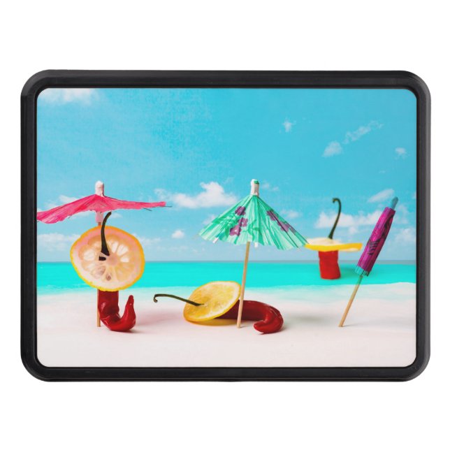Chili Peppers By The Sea Trailer Hitch Cover (Front)
