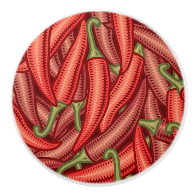 Chili Peppers Ceramic Knob (Front)