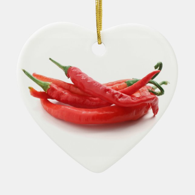 chili peppers ceramic ornament (Front)