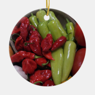 Chili Peppers Ceramic Ornament