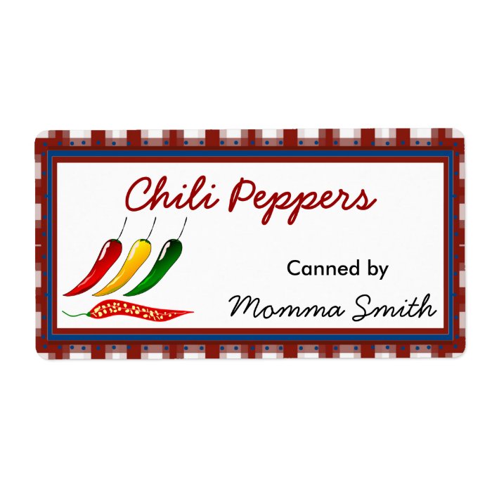 Chili Peppers Custom Canning Labels | Zazzle