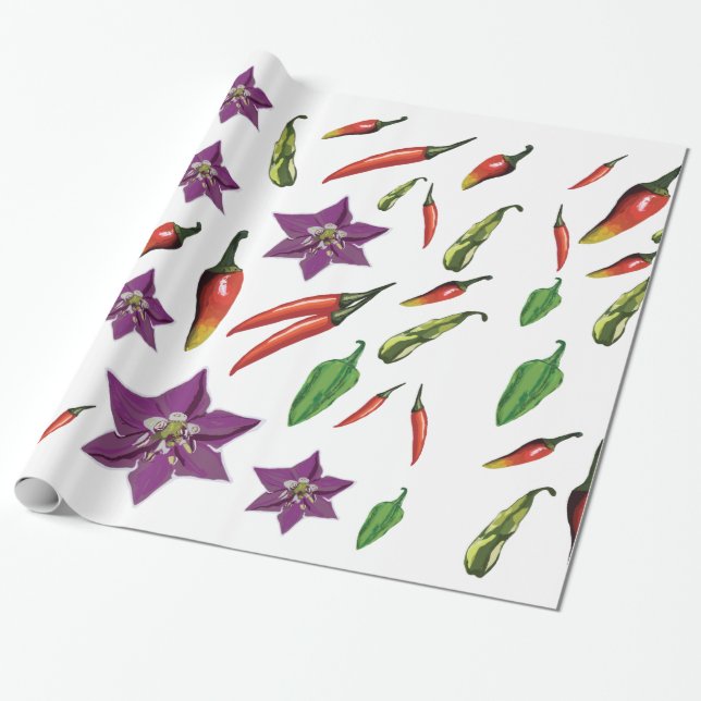 Chili Peppers Custom Wrapping Paper (Unrolled)