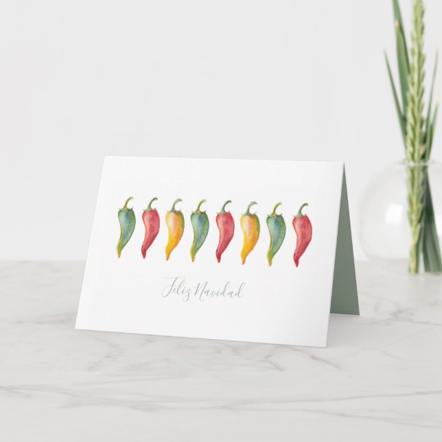 Chili Peppers Feliz Navidad Christmas Holiday Card (Front)