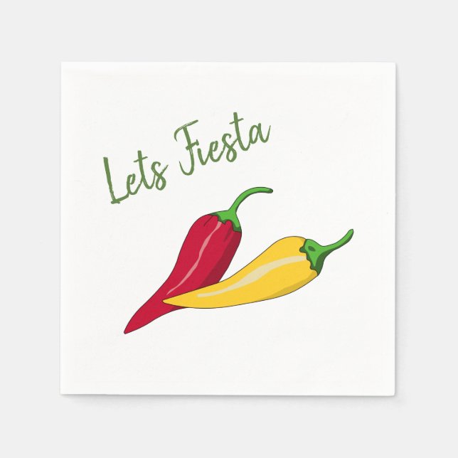 Chili Peppers Fiesta Themed Paper Napkins (Front)