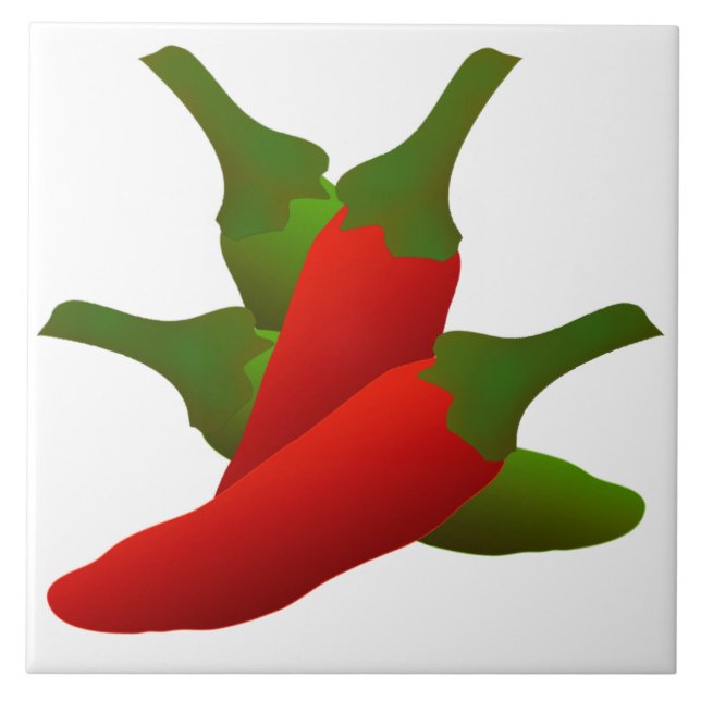 Chili Peppers Kitchen Ceramic Tile (Front)
