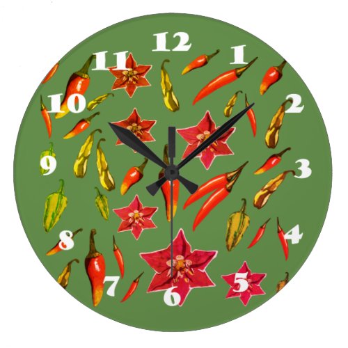 Chili Peppers Large Clock