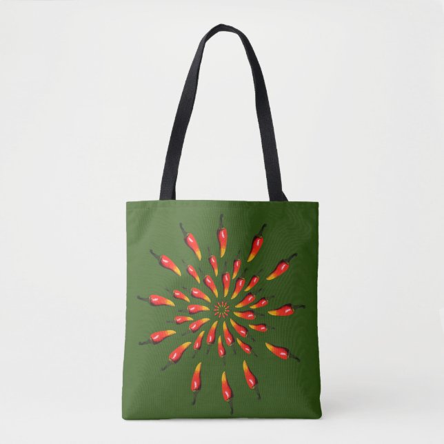 Chili Peppers Mandala Art Tote Bag (Front)