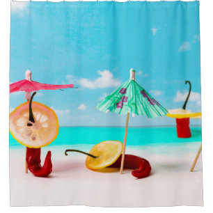 Chili Peppers On The Beach Shower Curtain
