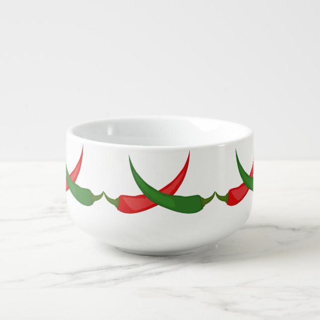 Chili Peppers Pattern Soup Cup (Front)