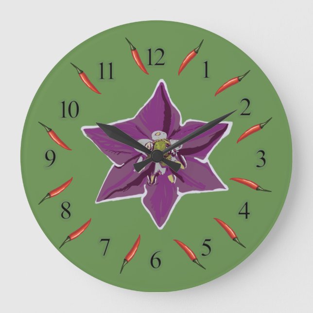 Chili  Peppers, Peppers  Blossom  Wall Clock (Front)