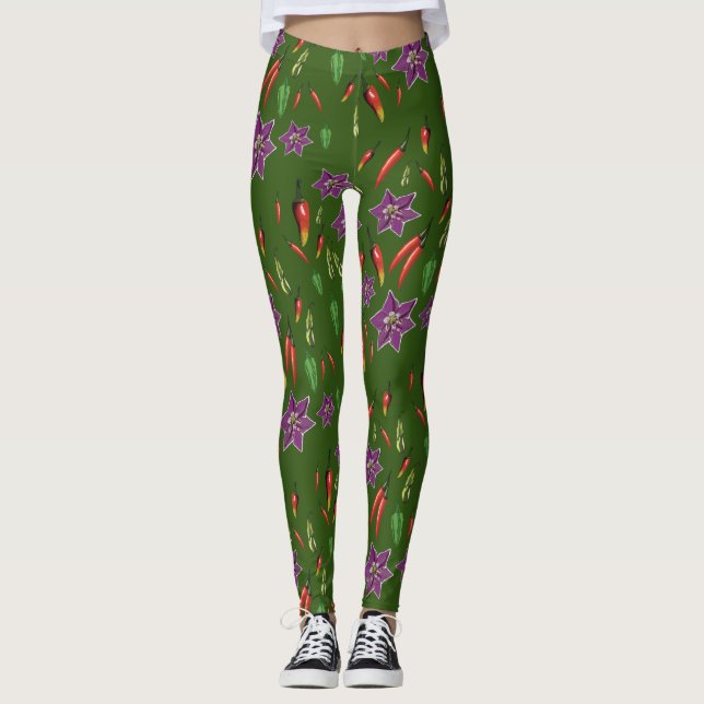 Chili  Peppers Plants Botanical  Custom Leggings (Front)