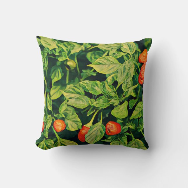Chili Peppers Print Throw Pillow (Front)