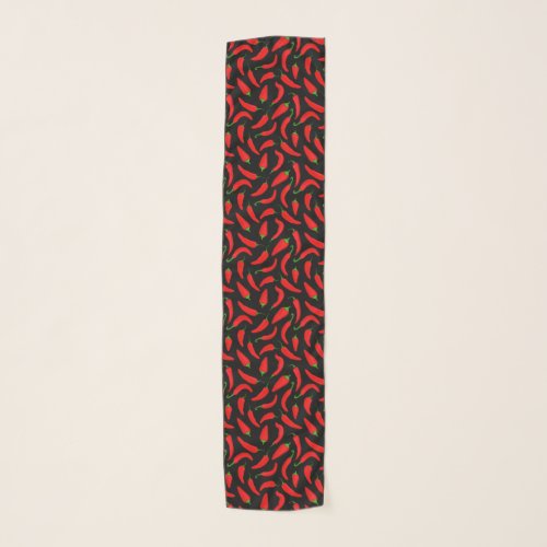 Chili Peppers Red Black Spicy Food Scarf