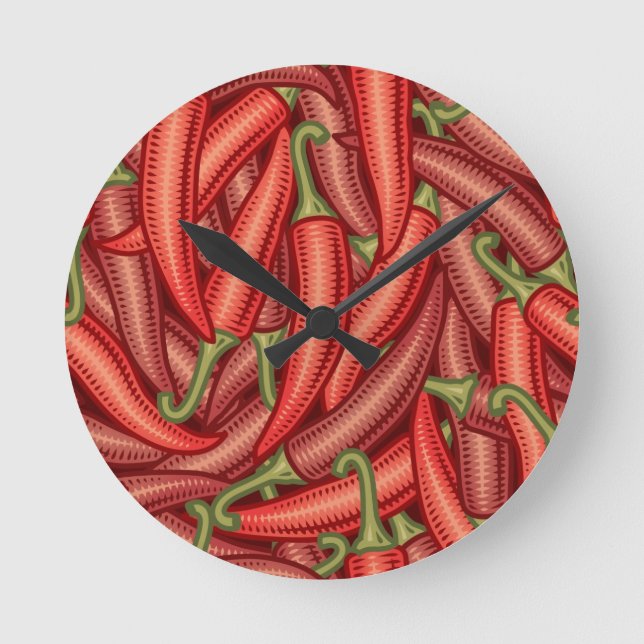Chili Peppers Round Clock (Front)