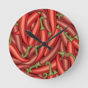 Chili Peppers Round Clock