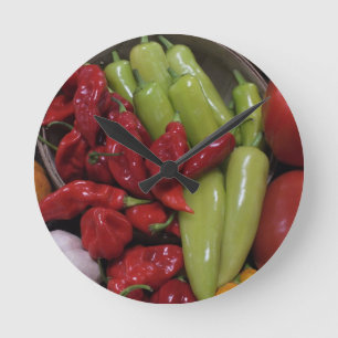 Chili Peppers Round Clock