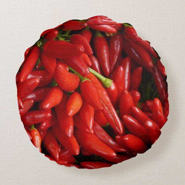 Chili Peppers Round Pillow (Back)