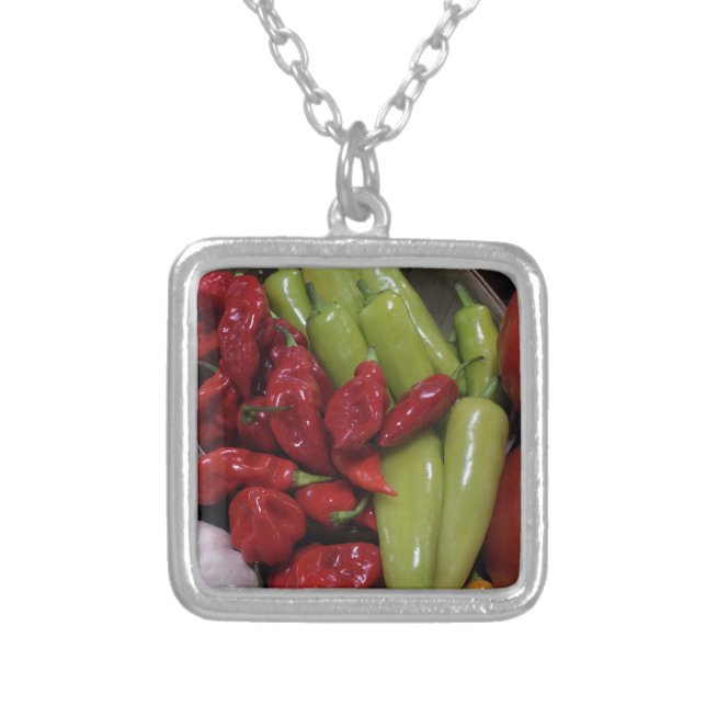 Chili Peppers Silver Plated Necklace (Front)
