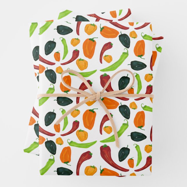 Chili Peppers Southwestern Spicy Pepper Chili Cook Wrapping Paper Sheets (In situ)