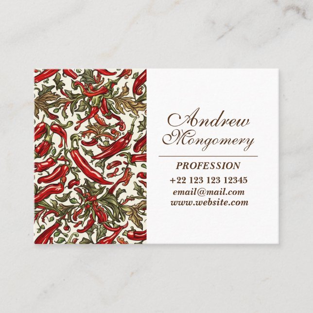 Chili Peppers Vintage Elegance  Business Card (Front)