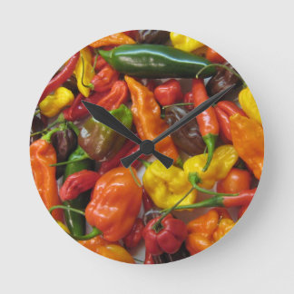 Chili Pile Round Clock