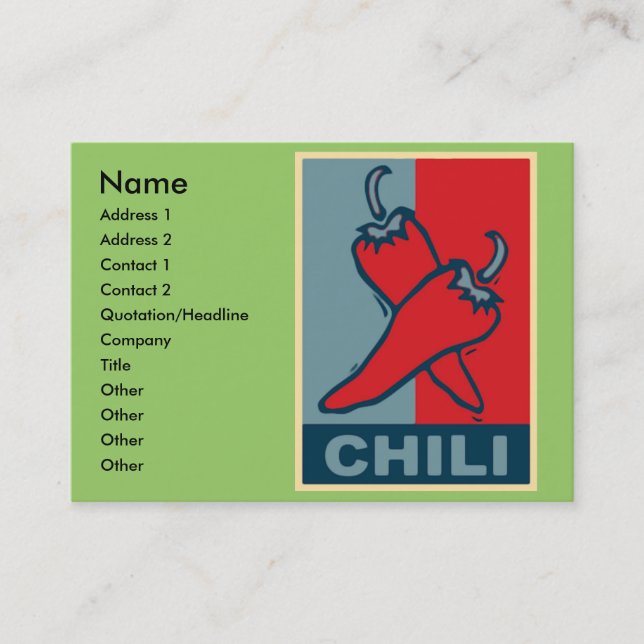 Chili Red and Blue, Business Card (Front)