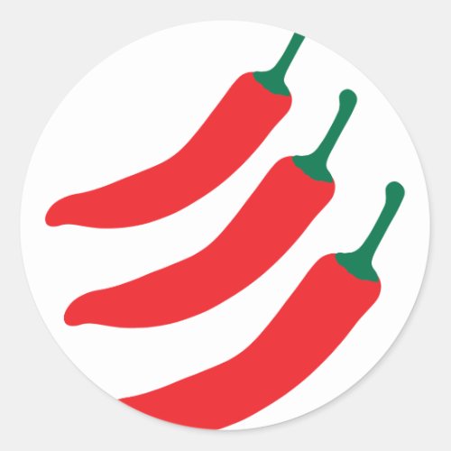 Chili Red Hot Three Peppers Classic Round Sticker