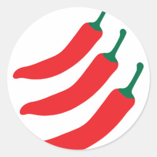 Chili Red Hot Three Peppers Classic Round Sticker