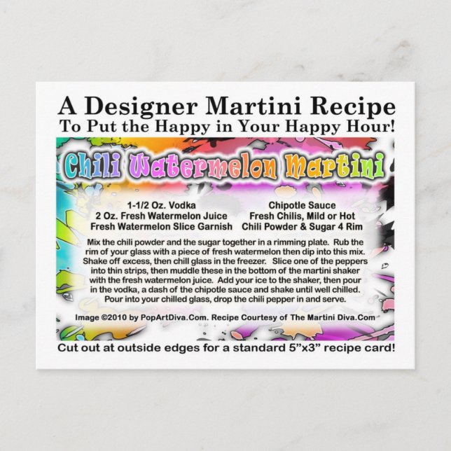 Chili Watermelon Martini Recipe Postcard (Front)