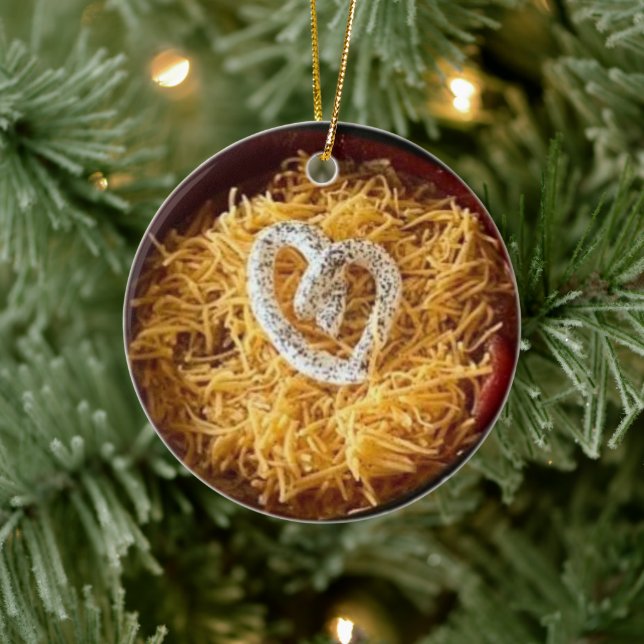 Chili with Sour Cream Heart Ceramic Ornament (Tree)