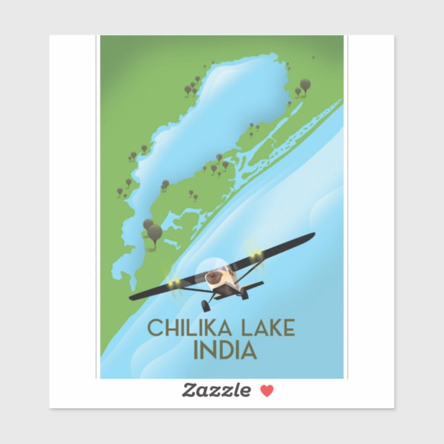 Chilika Lake India travel poster Sticker (Sheet)