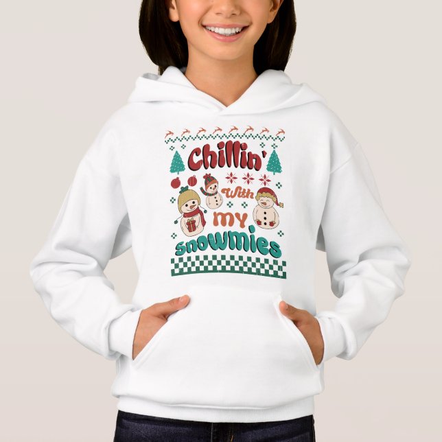 Chilin with my snowmies - Winter Wonderland Art Hoodie (Front)