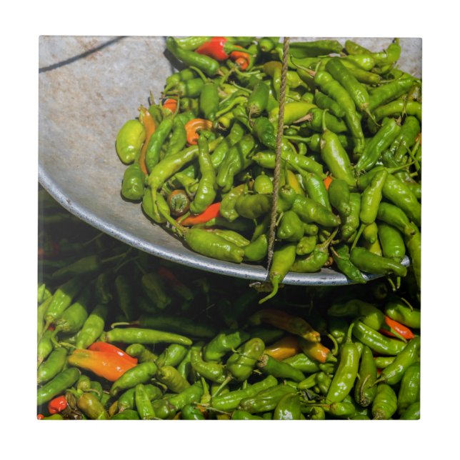 Chilis At Market For Sale Tile (Front)
