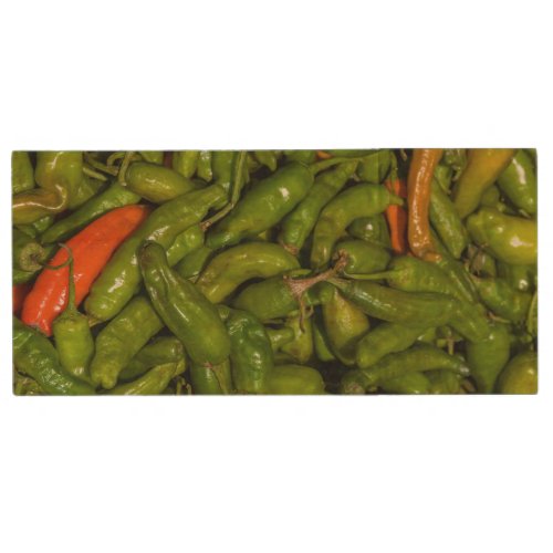 Chilis For Sale At Market Wood Flash Drive
