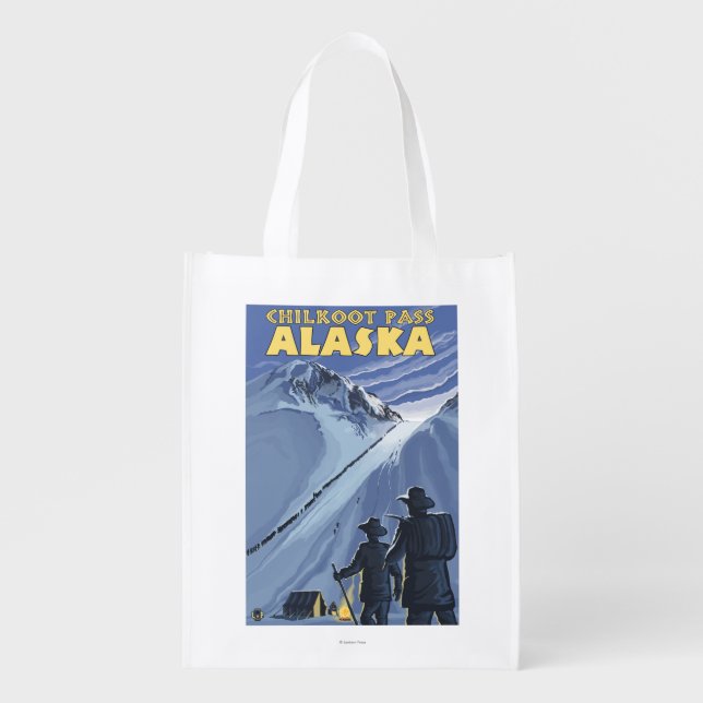Chilkoot Pass, Alaska Gold Miners Reusable Grocery Bag (Front)