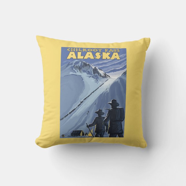 Chilkoot Pass, Alaska Gold Miners Throw Pillow (Front)