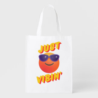 Chill Aesthetic Design with Cool Emoji Vibes Grocery Bag