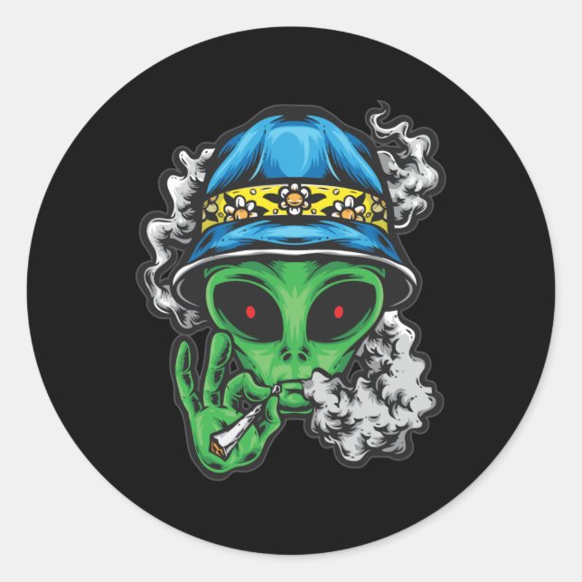 Chill Alien Classic Round Sticker (Front)