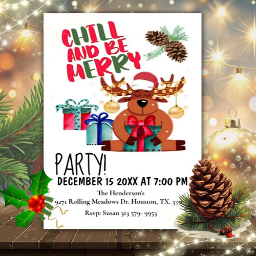 Chill And Be Merry Christmas Party Invitation