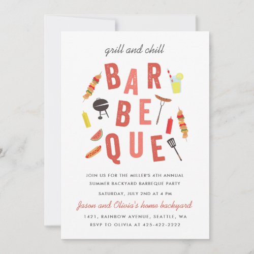 Chill and Grill Barbeque party  Invitation