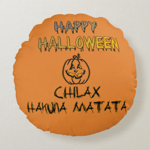Chill and Relax Happy Halloween Collection Round Pillow