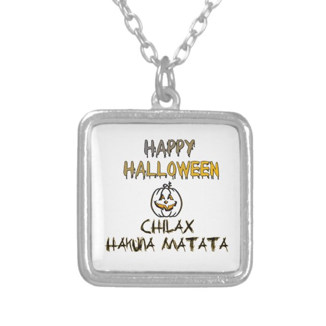 Chill and Relax Happy Halloween Collection Silver Plated Necklace (Front)