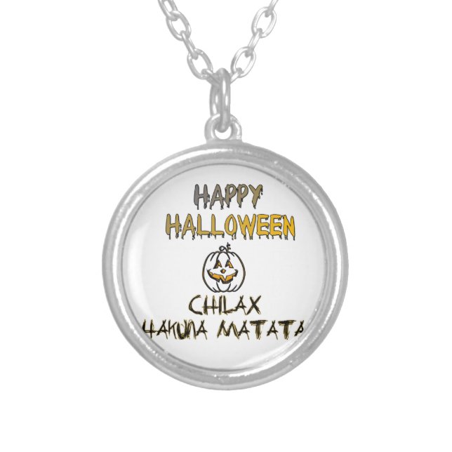 Chill and Relax Happy Halloween Collection Silver Plated Necklace (Front)