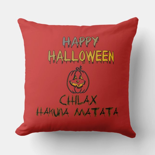 Chill and Relax Happy Halloween Collection Throw Pillow (Front)