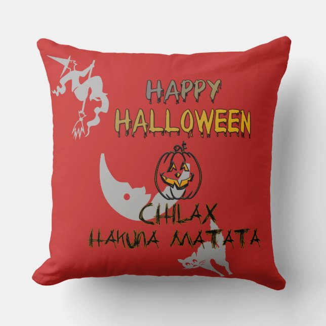Chill and Relax Happy Halloween Collection Throw Pillow (Front)