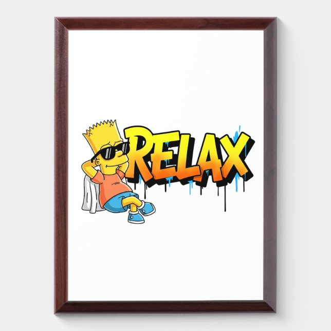 Chill Bart Relax Graffiti Urban Style Graphic Tee Award Plaque (Vertical)