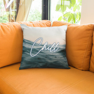 Chill Beach House Ocean Wave  Throw Pillow