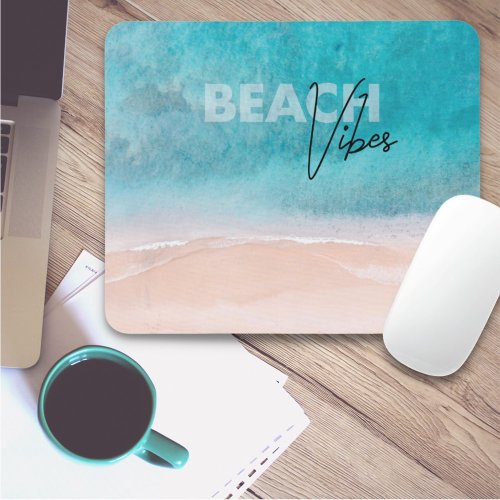 Chill Beach Vibes Ocean Photo Blue Water Mouse Pad