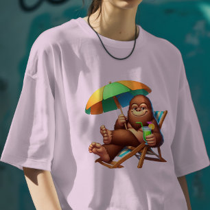 Chill Bigfoot Beach Vibes Funny Summer Sasquatch T-Shirt