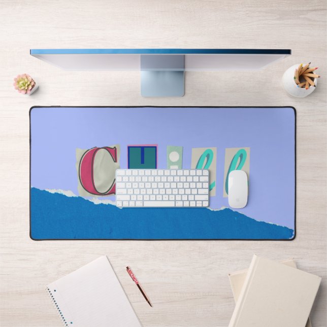 Chill Blue Collage Desk Mat (Office 1)